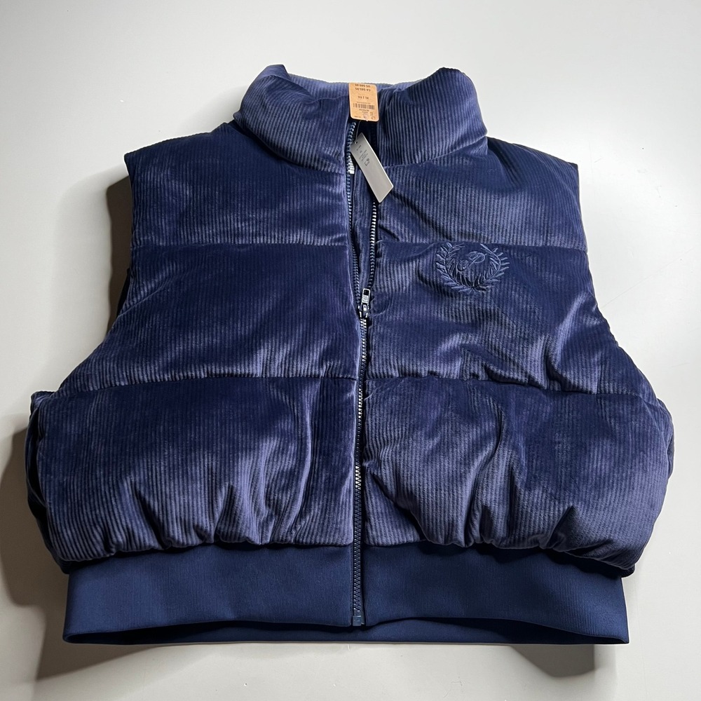 Victoria's Secret PINK Corduroy‎ Puffer Vest Navy Blue XL NWT 26759216